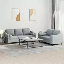 Sofa Sofos komplektas su pagalvėmis, 2 dalių, pilkas, audinys