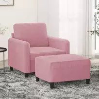 Sofa Krėslas su pakoja, rožinės spalvos, 60cm, aksomas