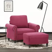 Sofa Krėslas su pakoja, raudonojo vyno spalvos, 60cm, aksomas