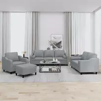 Sofa Sofos komplektas su pagalvėmis, 4 dalių, pilkas, audinys