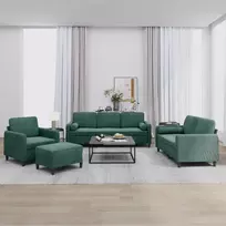 Sofa Sofos komplektas su pagalvėmis, 4 dalių, žalias, aksomas