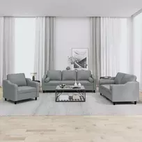 Sofa Sofos komplektas su pagalvėmis, 3 dalių, pilkas, audinys