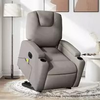Fotelis Atsistojantis elektrinis masažinis krėslas, taupe, audinys