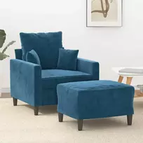 Sofa Krėslas su pakoja, mėlynos spalvos, 60cm, aksomas