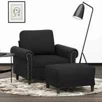 Sofa Krėslas su pakoja, juodos spalvos, 60cm, aksomas