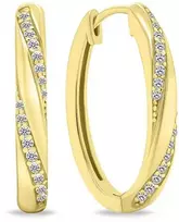 Brilio Silver Matching auksinis-plated oval earrings with clear zircons EA661Y
