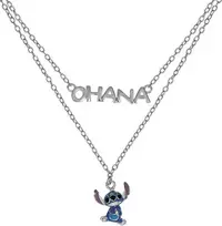 Disney „Stitch Lilo“ ir „Stitch“ dvigubi sidabriniai karoliai NS00059SRHL-17.CS (grandinė, pakabukas)