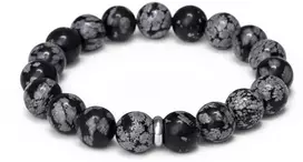 Agato Obsidiano karoliukų apyrankė MINK157/20