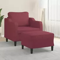 Sofa Krėslas su pakoja, raudonojo vyno spalvos, 60cm, audinys