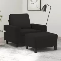 Fotelis Krėslas su pakoja, juodos spalvos, 60cm, audinys
