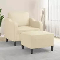 Sofa Krėslas su pakoja, kreminės spalvos, 60cm, audinys