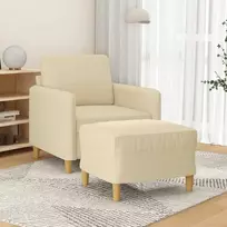 Sofa Krėslas su pakoja, kreminės spalvos, 60cm, audinys