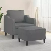 Sofa Krėslas su pakoja, tamsiai pilkos spalvos, 60cm, audinys