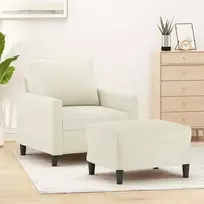 Sofa Krėslas su pakoja, kreminės spalvos, 60cm, aksomas