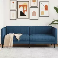 Trivietė sofa, mėlynos spalvos, audinys