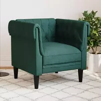 Sofa Chesterfield krėslas, tamsiai žalios spalvos, audinys