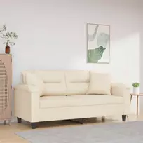 Dvivietė sofa su pagalvėmis, smėlio, 140cm, audinys