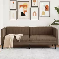 Trivietė sofa, rudos spalvos, dirbtinė versta oda