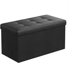Songmics Suoliukas su saugykla 76 cm dirbtinė oda, juoda