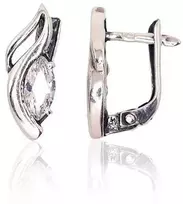 Sidabriniai auskarai anglišku užsegimu, Metalas: Sidabras, Praba: 925°, Akmuo: Cirkonai - 2.7 g. - 17 mm.
