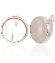 Sidabriniai auskarai anglišku užsegimu, Metalas: Sidabras, Praba: 925°, Akmuo: Perlamutras - 14 mm. - 5.2 g.