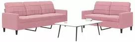 Sofa Sofos komplektas su pagalvėlėmis, 2 dalių, rožinis, aksomas