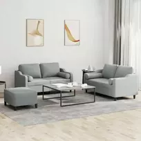 Sofa Sofos komplektas su pagalvėmis, 3 dalių, pilkas, audinys