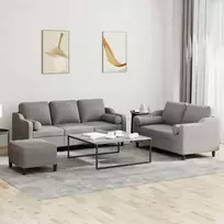 Sofa Sofos komplektas su pagalvėmis, 3 dalių, taupe, audinys