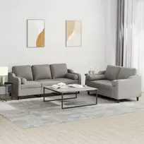 Sofa Sofos komplektas su pagalvėmis, 2 dalių, taupe, audinys