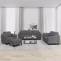 Sofa Sofos komplektas su pagalvėmis, 4 dalių, pilkas, audinys