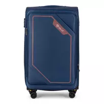 Kelioninis Solier Luggage Vidutinis lagaminas M 23 Solier SOFTFLEX STL2240 - mėlyna ir rudas