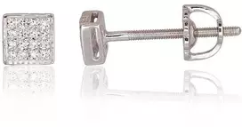 Auksiniai auskarai su brangakmeniais. Metalas: Baltas Auksas. Praba: 585°. Akmuo: Briliantai - 5 mm. - 1.13 g. - Briliantai (0,068Ct)