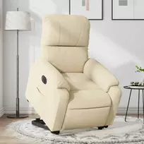 Fotelis Atsistojantis elektrinis krėslas, kreminis, audinys