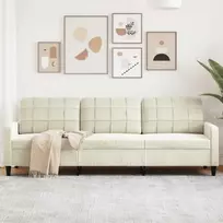 Trivietė sofa, kreminės spalvos, 210cm, aksomas