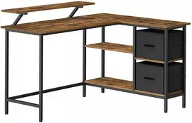 Songmics Vasagle L formos rašomasis stalas su 2 stalčiais 135 x 105 cm