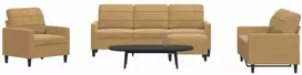 Sofa Sofos komplektas su pagalvėlėmis, 4 dalių, rudas, aksomas