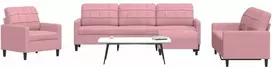 Sofa Sofos komplektas su pagalvėlėmis, 4 dalių, rožinis, aksomas
