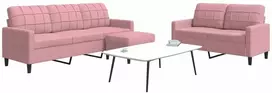 Sofa Sofos komplektas su pagalvėlėmis, 3 dalių, rožinis, aksomas