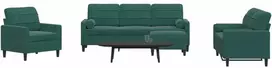Sofa Sofos komplektas su pagalvėlėmis, 4 dalių, žalias, aksomas