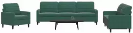 Sofa Sofos komplektas su pagalvėlėmis, 4 dalių, žalias, aksomas