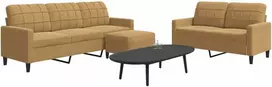 Sofa Sofos komplektas su pagalvėlėmis, 3 dalių, rudas, aksomas