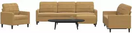 Sofa Sofos komplektas su pagalvėlėmis, 4 dalių, rudas, aksomas