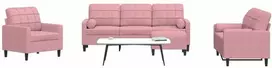 Sofa Sofos komplektas su pagalvėlėmis, 4 dalių, rožinis, aksomas