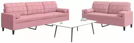 Sofa Sofos komplektas su pagalvėlėmis, 2 dalių, rožinis, aksomas
