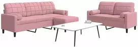 Sofa Sofos komplektas su pagalvėlėmis, 3 dalių, rožinis, aksomas