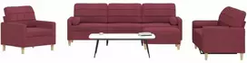 Sofa Sofos komplektas su pagalvėmis/pakoja, 4 dalių, vyno raudona