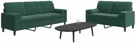 Sofa Sofos komplektas su pagalvėlėmis, 2 dalių, žalias, aksomas