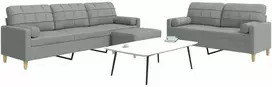 Sofa Sofos komplektas su pagalvėmis/pakoja, 3 dalių, taupe, audinys