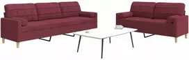 Sofa Sofos komplektas su pagalvėmis, 2 dalių, vyno, audinys
