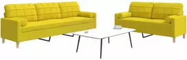 Sofa Sofos komplektas su pagalvėmis, 2 dalių, geltonas, audinys